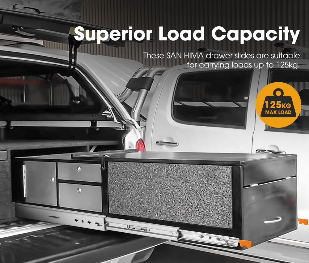 125kg Locking Drawer Slides / Runners 900mm 4wd Trailer Fridge Draw