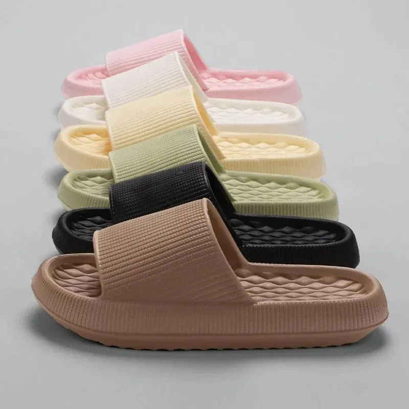 4cm Summer Non-slip Soft Cloud Slippers Women Comfy Eva Thick Platform Slides Woman Couple Bathroom Home Flip Flops