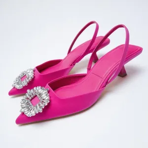 AUSO Absolutely Elegant Pointed Toe Bling Strappy Shoes