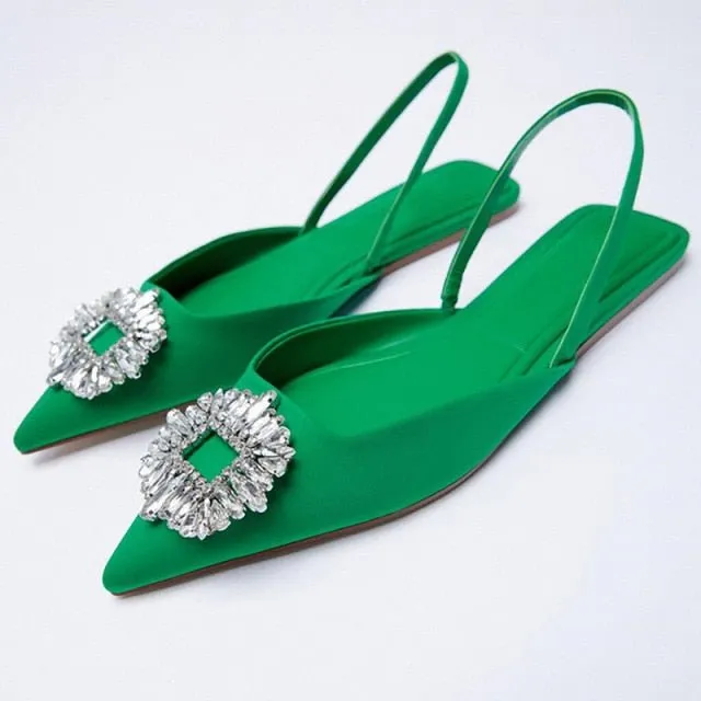 AUSO Absolutely Elegant Pointed Toe Bling Strappy Shoes
