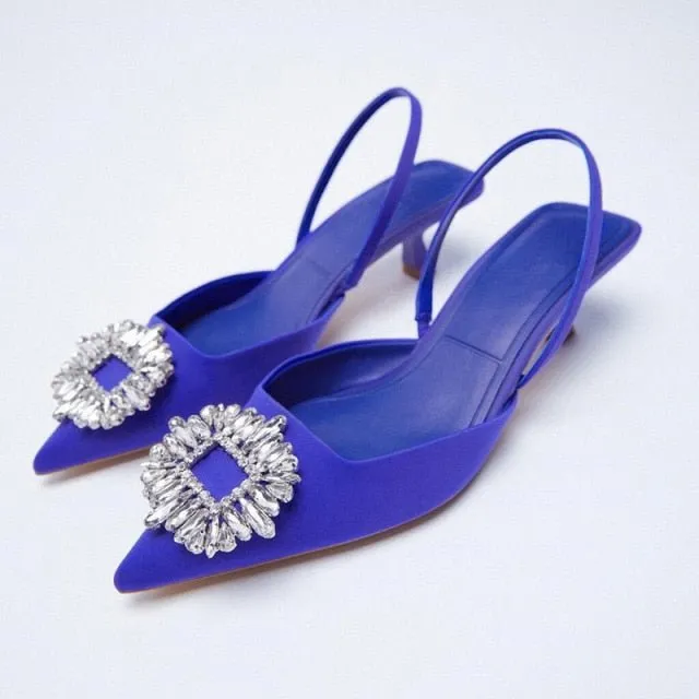 AUSO Absolutely Elegant Pointed Toe Bling Strappy Shoes