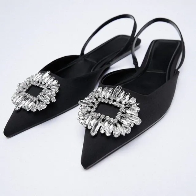 AUSO Absolutely Elegant Pointed Toe Bling Strappy Shoes