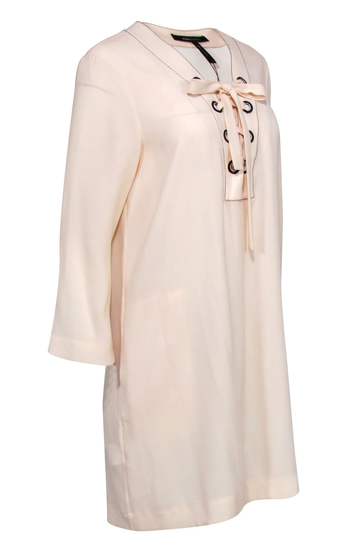 BCBG Max Azria - Cream Lace-Up "Tonya" Dress w/ Pockets Sz S