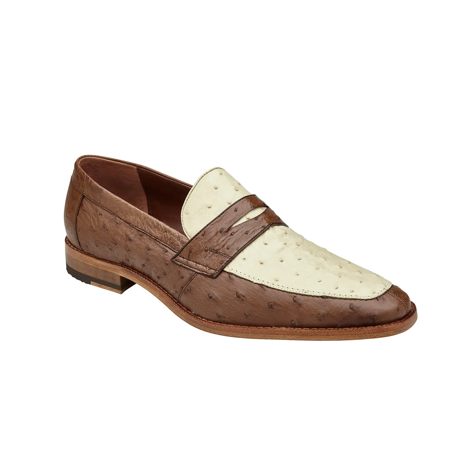 Belvedere Espada Men's Shoes Exotic Genuine Ostrich Split-Toe Penny Loafers (BV3153)