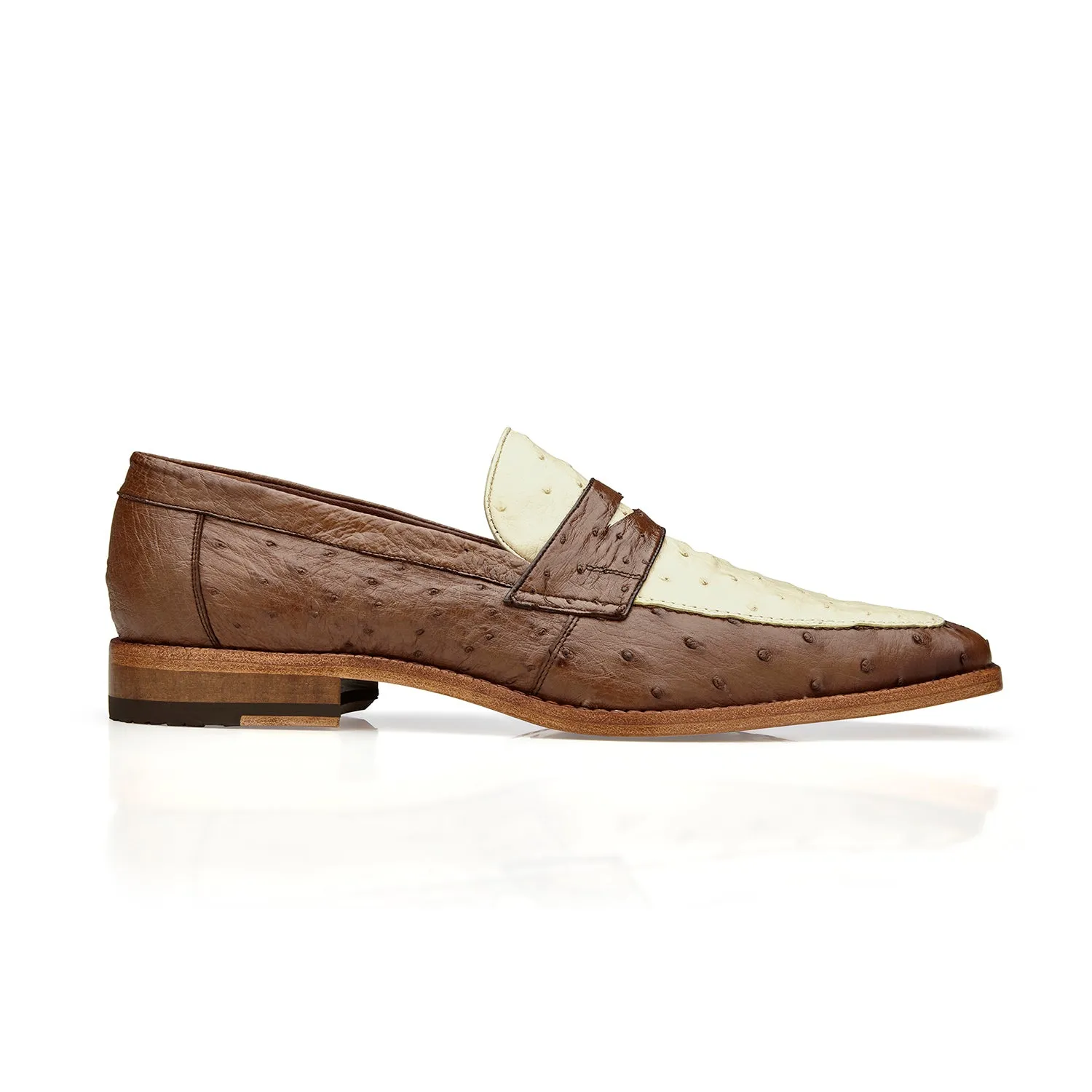 Belvedere Espada Men's Shoes Exotic Genuine Ostrich Split-Toe Penny Loafers (BV3153)