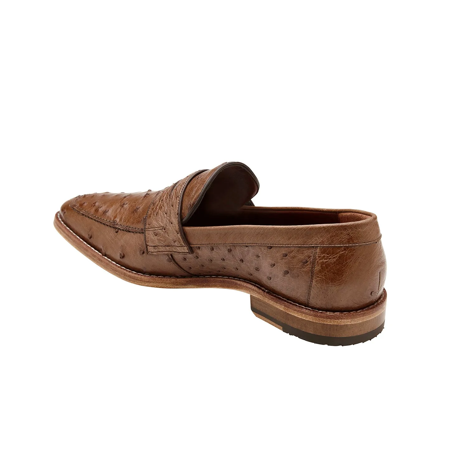 Belvedere Espada Men's Shoes Exotic Genuine Ostrich Split-Toe Penny Loafers (BV3153)