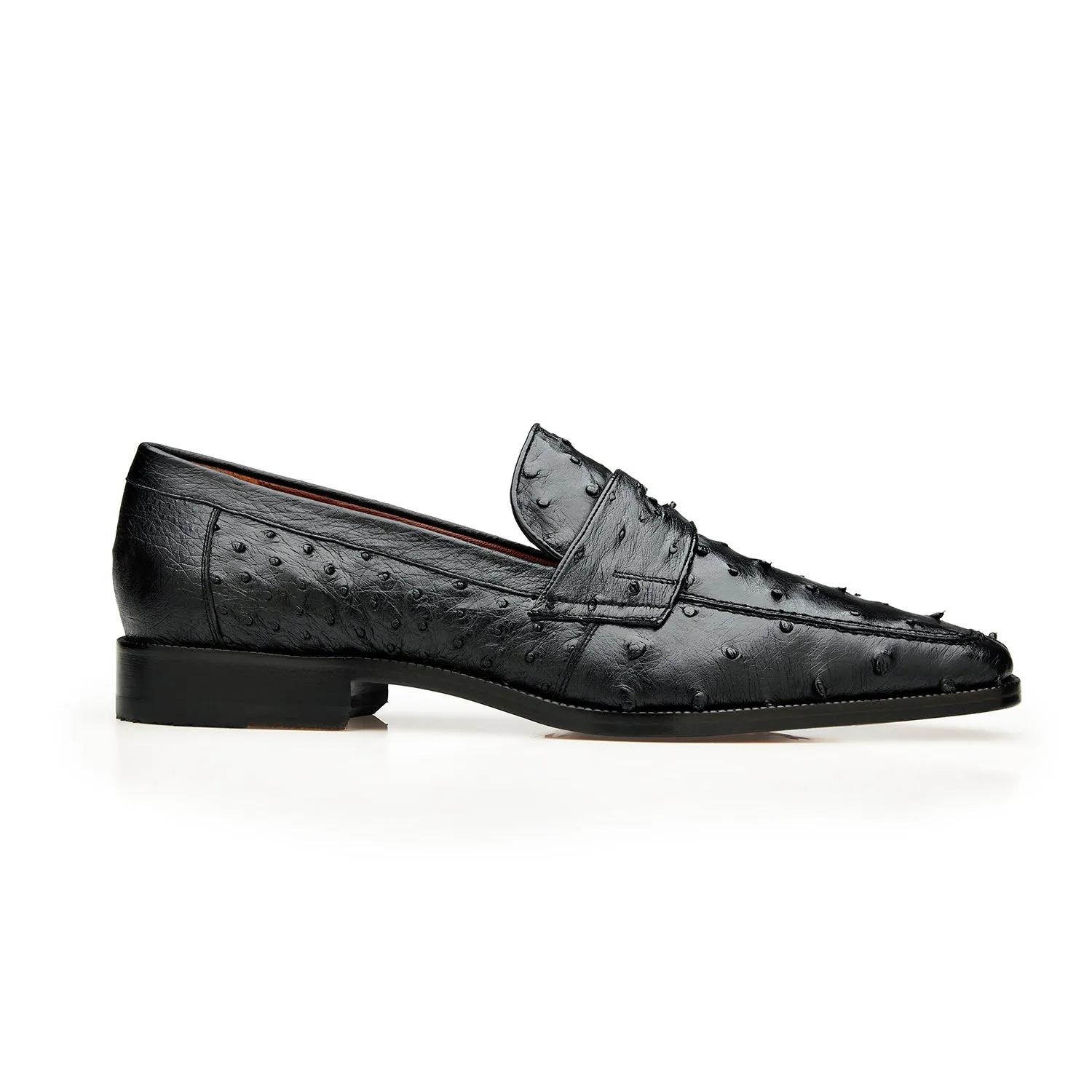 Belvedere Espada Men's Shoes Exotic Genuine Ostrich Split-Toe Penny Loafers (BV3153)