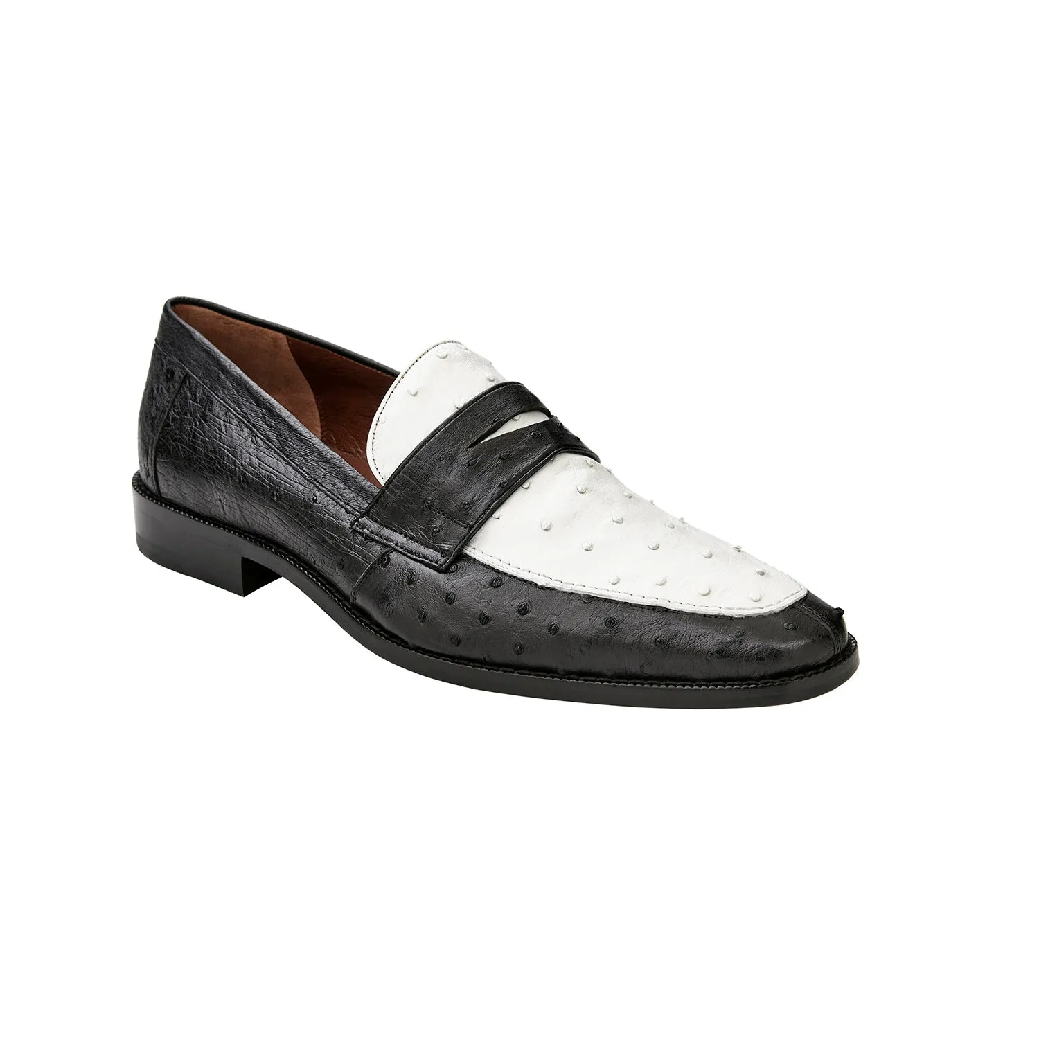 Belvedere Espada Men's Shoes Exotic Genuine Ostrich Split-Toe Penny Loafers (BV3153)