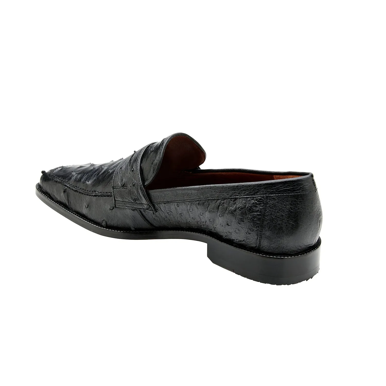 Belvedere Espada Men's Shoes Exotic Genuine Ostrich Split-Toe Penny Loafers (BV3153)