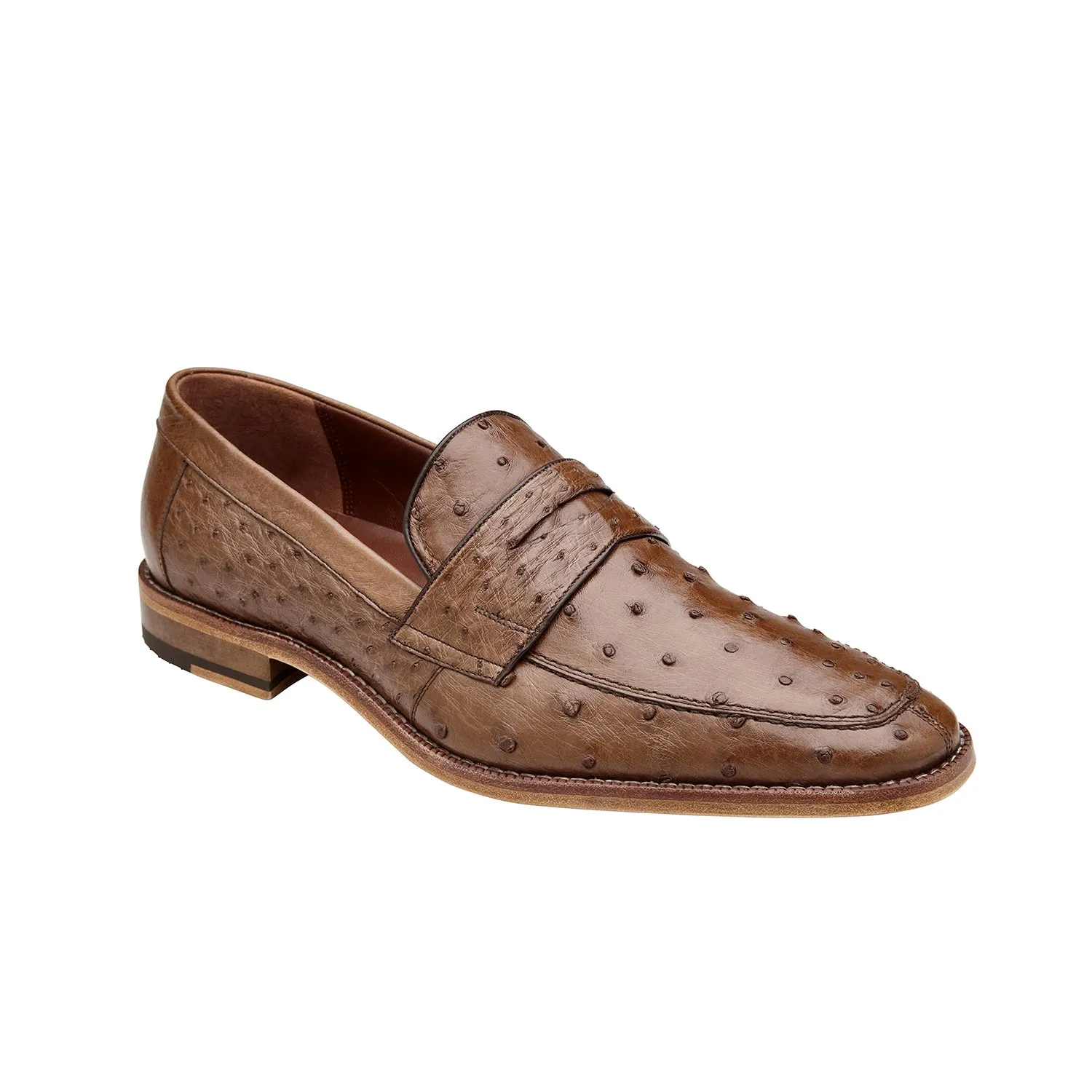 Belvedere Espada Men's Shoes Exotic Genuine Ostrich Split-Toe Penny Loafers (BV3153)