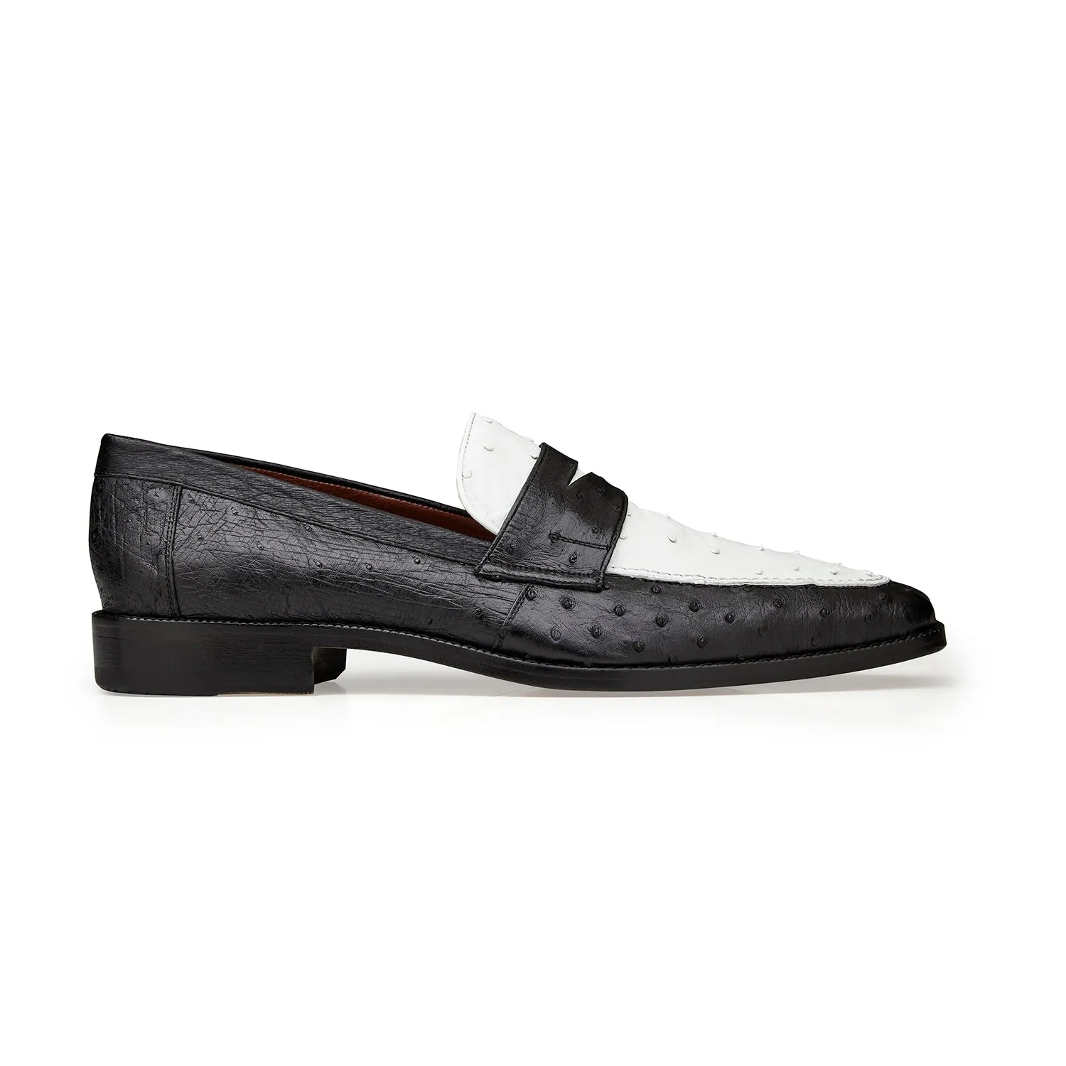 Belvedere Espada Men's Shoes Exotic Genuine Ostrich Split-Toe Penny Loafers (BV3153)