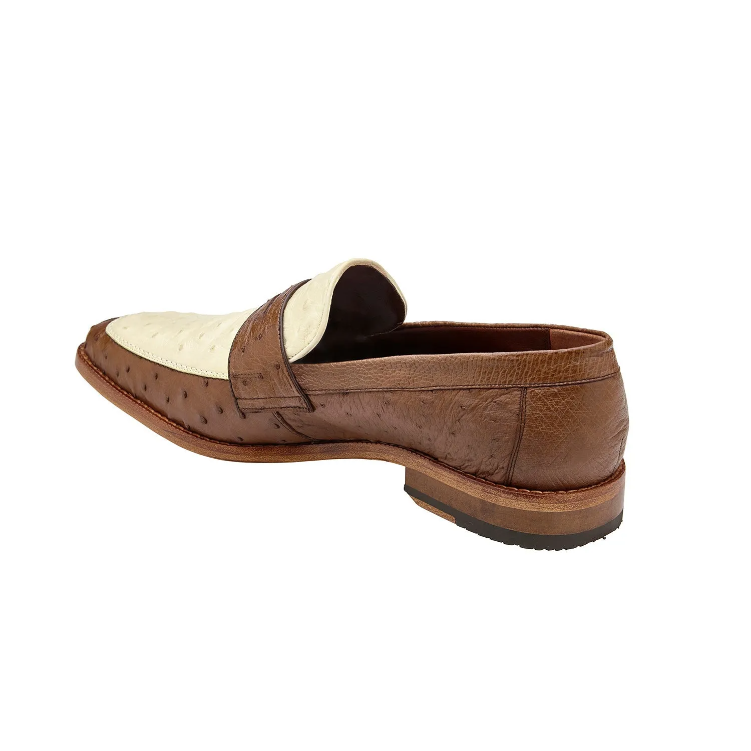 Belvedere Espada Men's Shoes Exotic Genuine Ostrich Split-Toe Penny Loafers (BV3153)