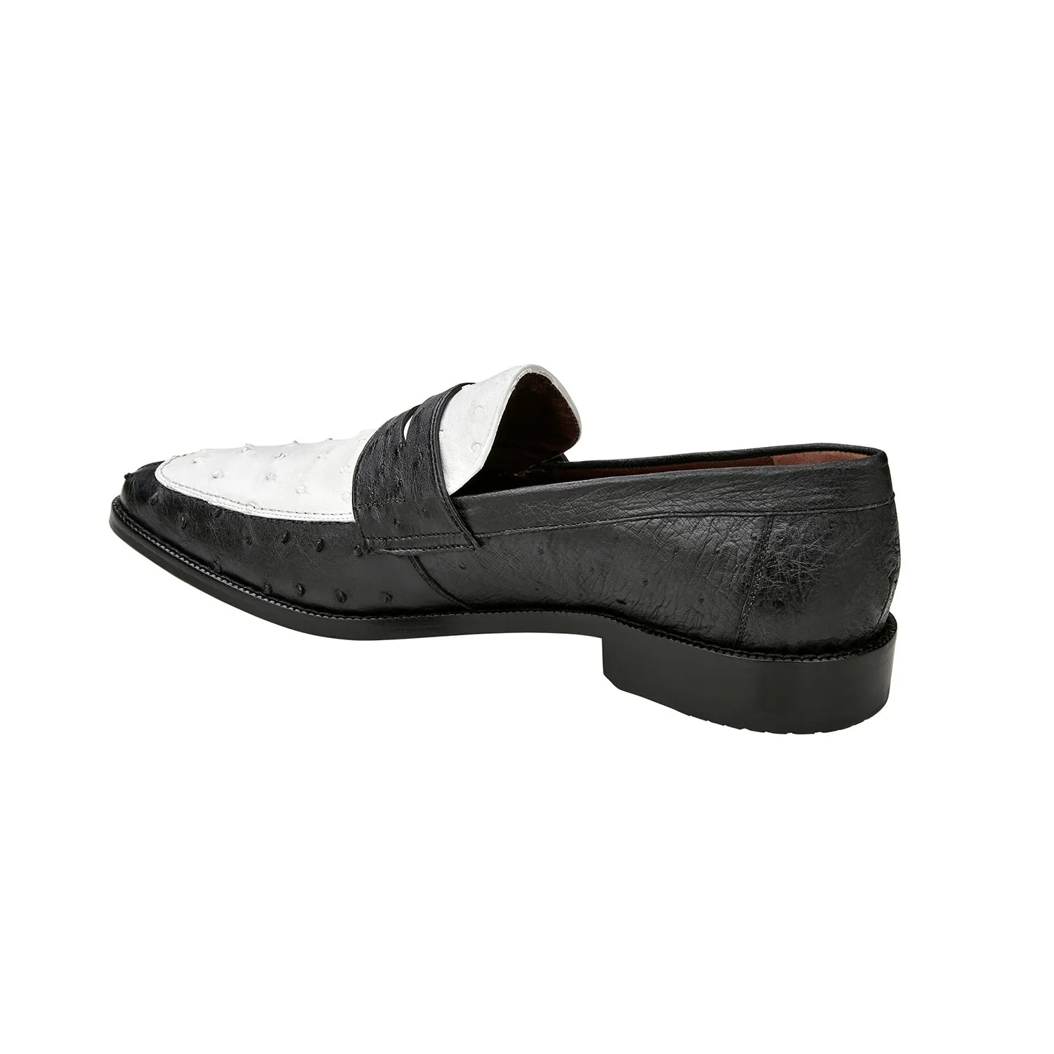 Belvedere Espada Men's Shoes Exotic Genuine Ostrich Split-Toe Penny Loafers (BV3153)