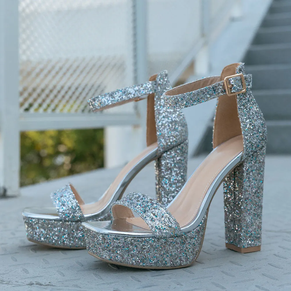 Big Size 42 Ladies Elegant Thick High Heels Sandals Fashion Buckle Solid Platform