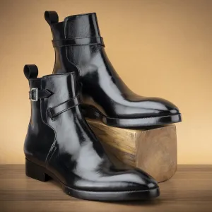 Black Glossed Modern Jodhpur Boots