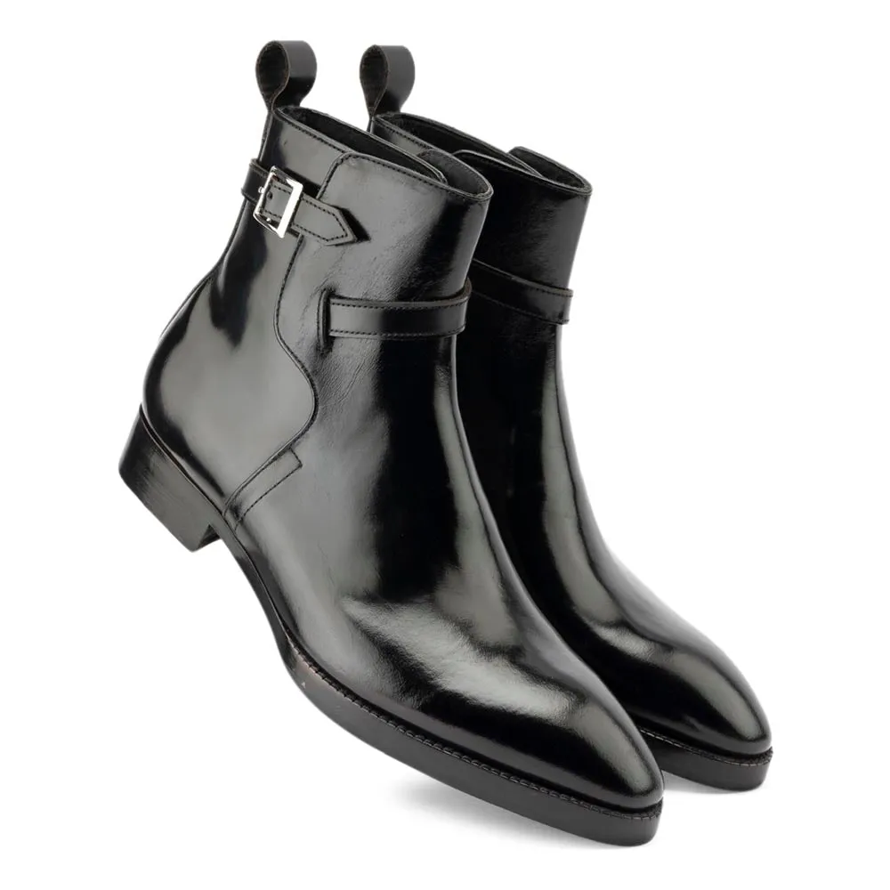 Black Glossed Modern Jodhpur Boots