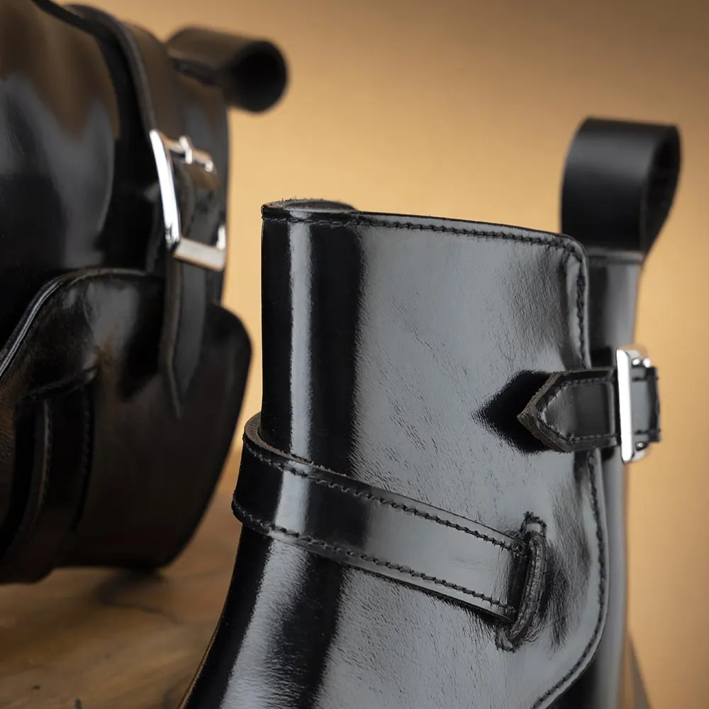 Black Glossed Modern Jodhpur Boots