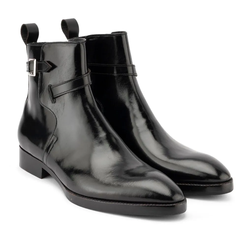 Black Glossed Modern Jodhpur Boots