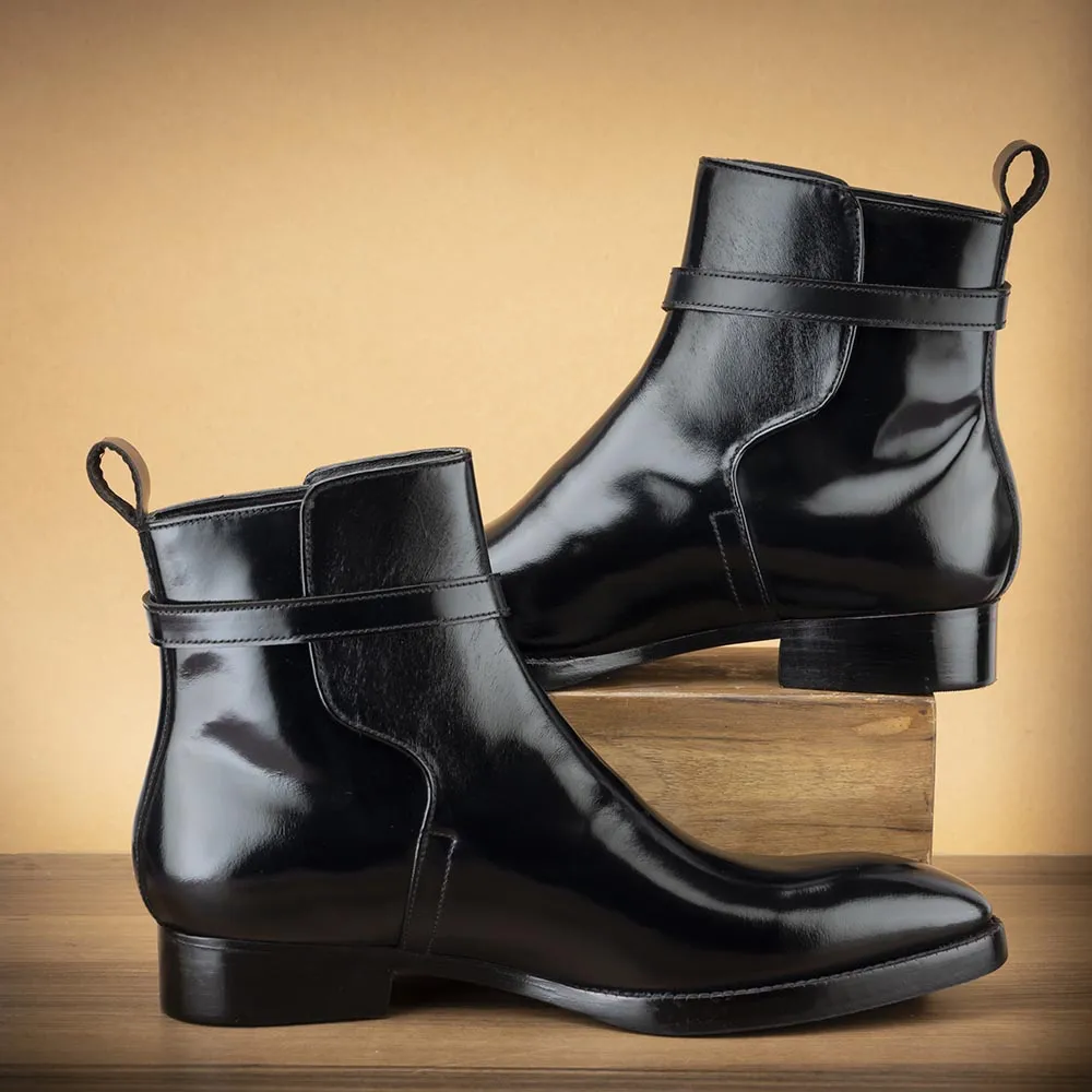 Black Glossed Modern Jodhpur Boots