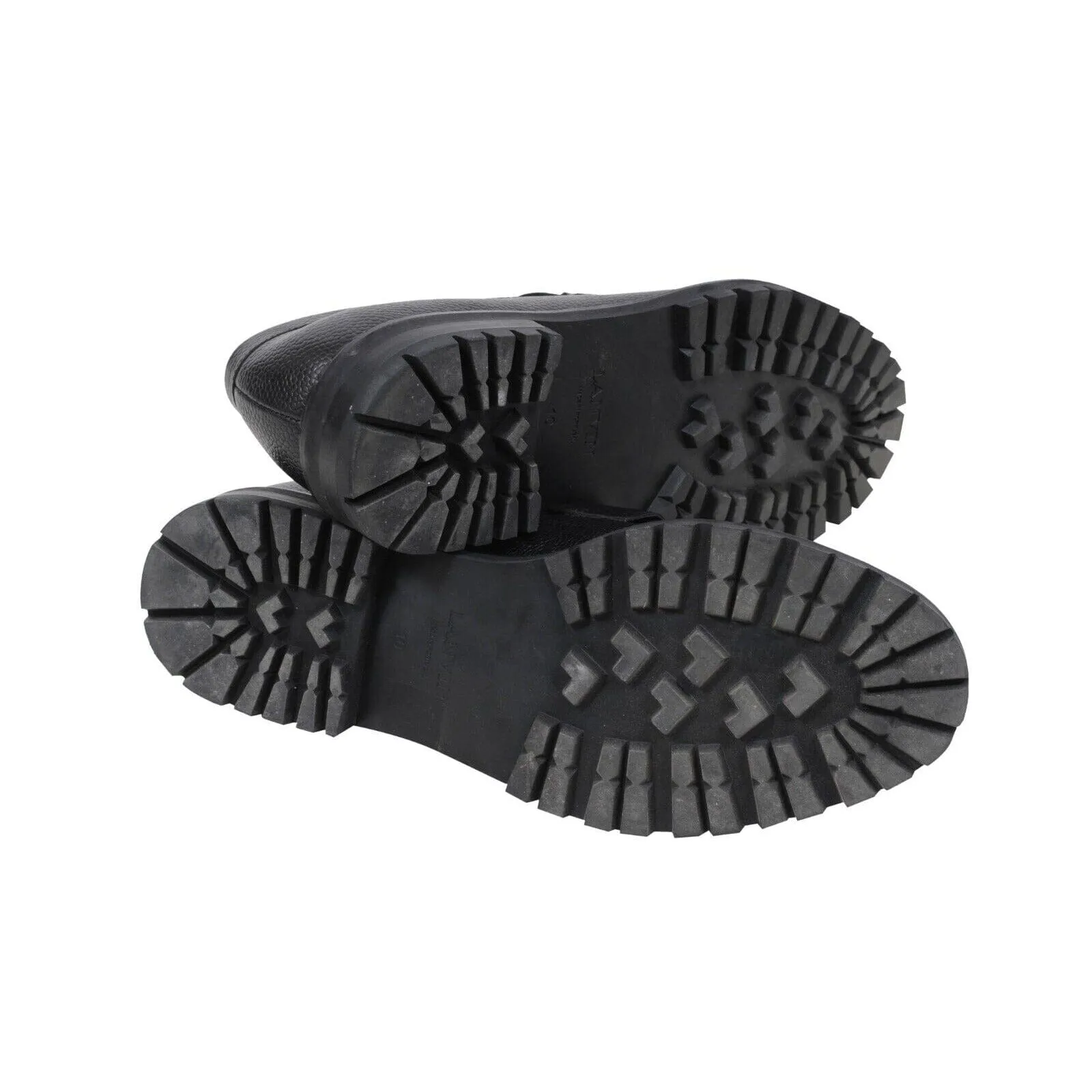 Black Grained Leather Chunky Derby Lug Sole Penny Loafers