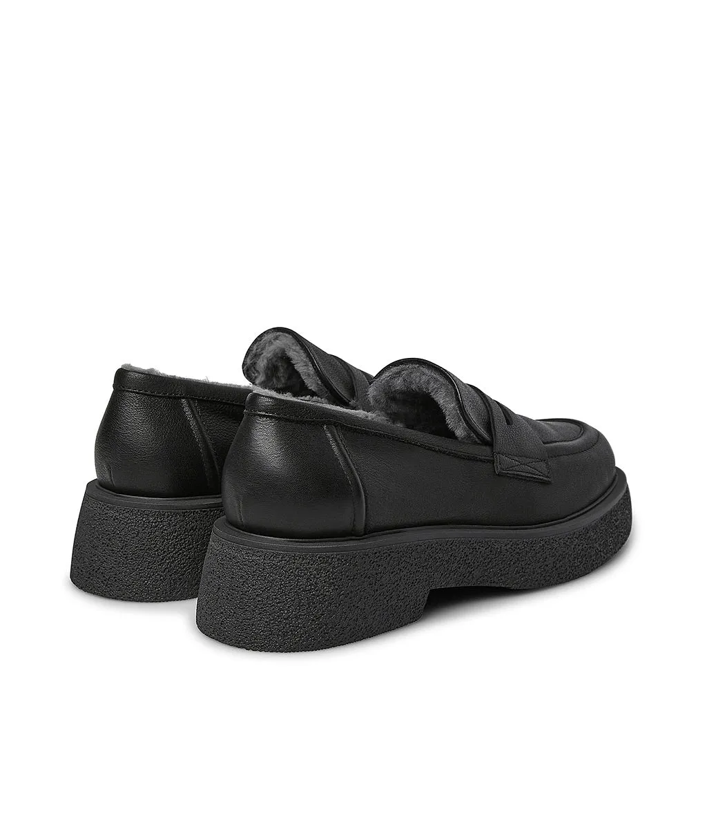 Black leather lined loafers