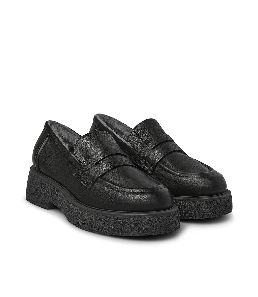 Black leather lined loafers