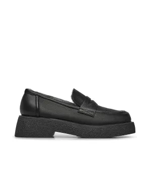 Black leather lined loafers