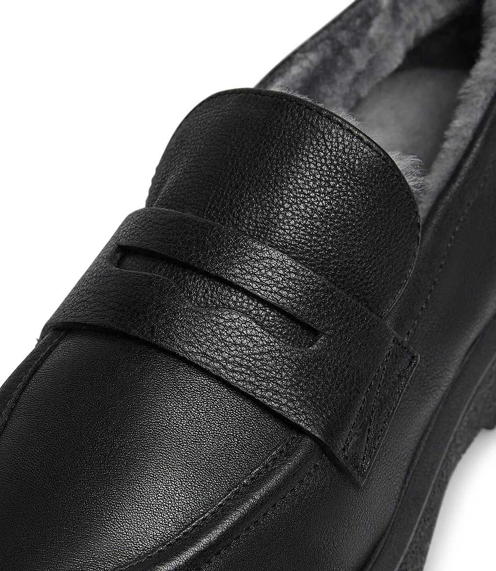 Black leather lined loafers