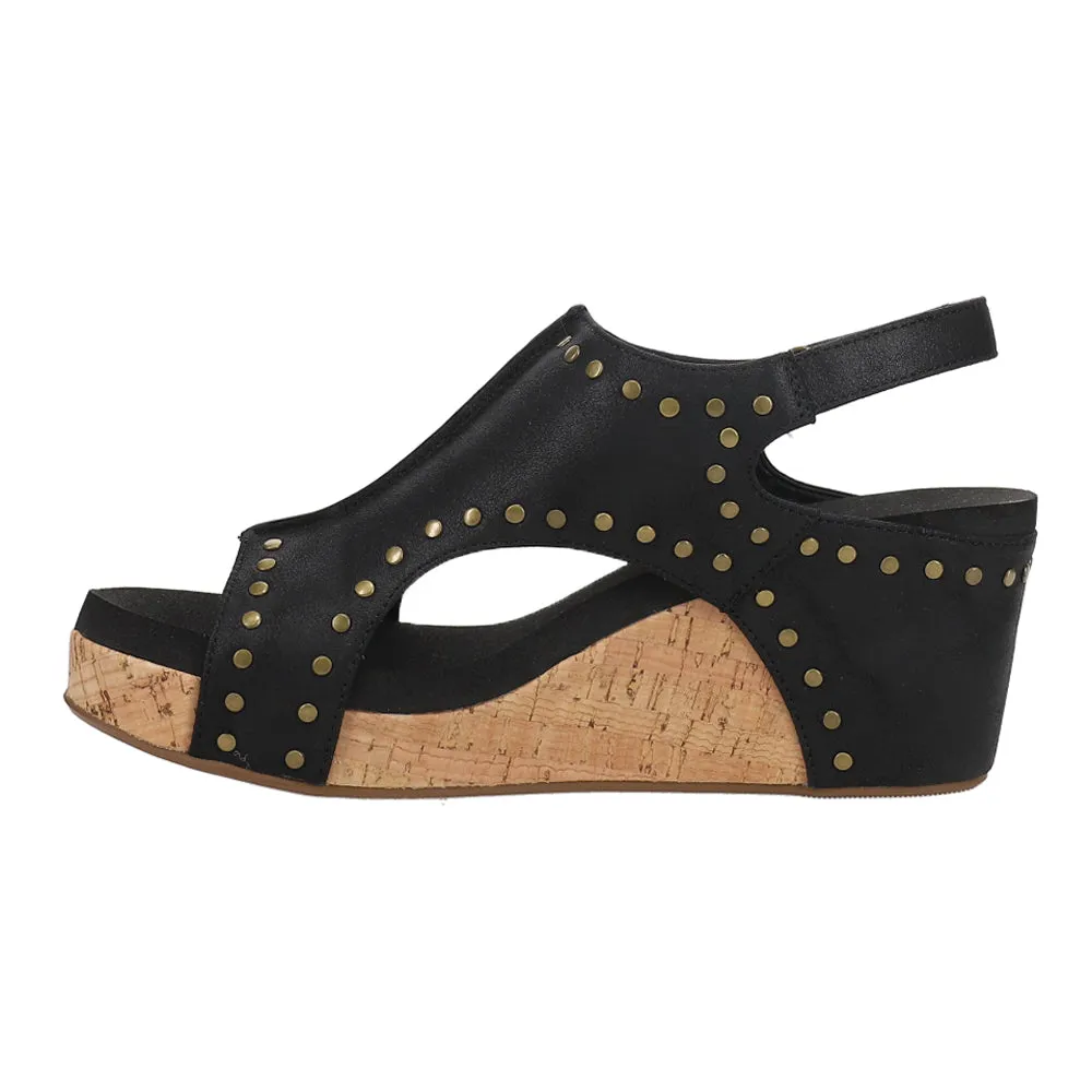Carley Rivet Studded Slingback Wedge Sandals