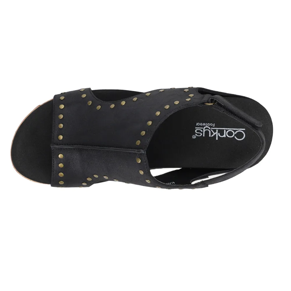 Carley Rivet Studded Slingback Wedge Sandals