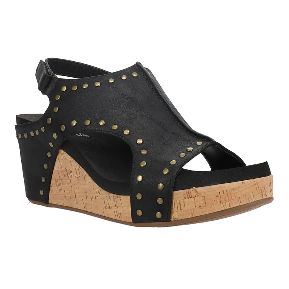 Carley Rivet Studded Slingback Wedge Sandals