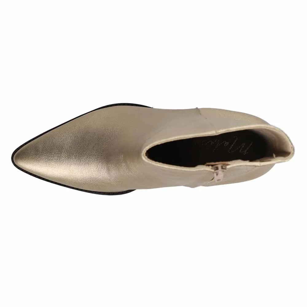 Caty Metallic Pointed Toe Cowboy Zippered Booties