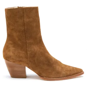 Caty Suede Pointed Toe Cowboy Zippered Booties