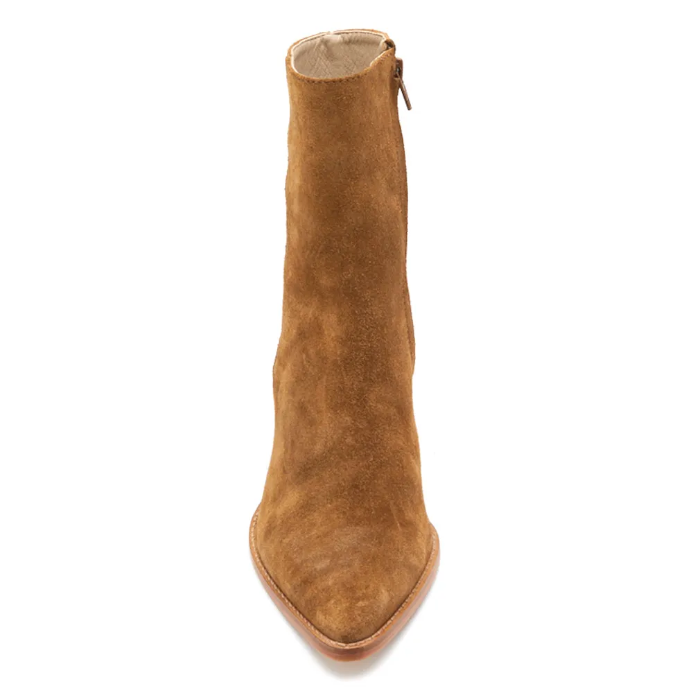 Caty Suede Pointed Toe Cowboy Zippered Booties