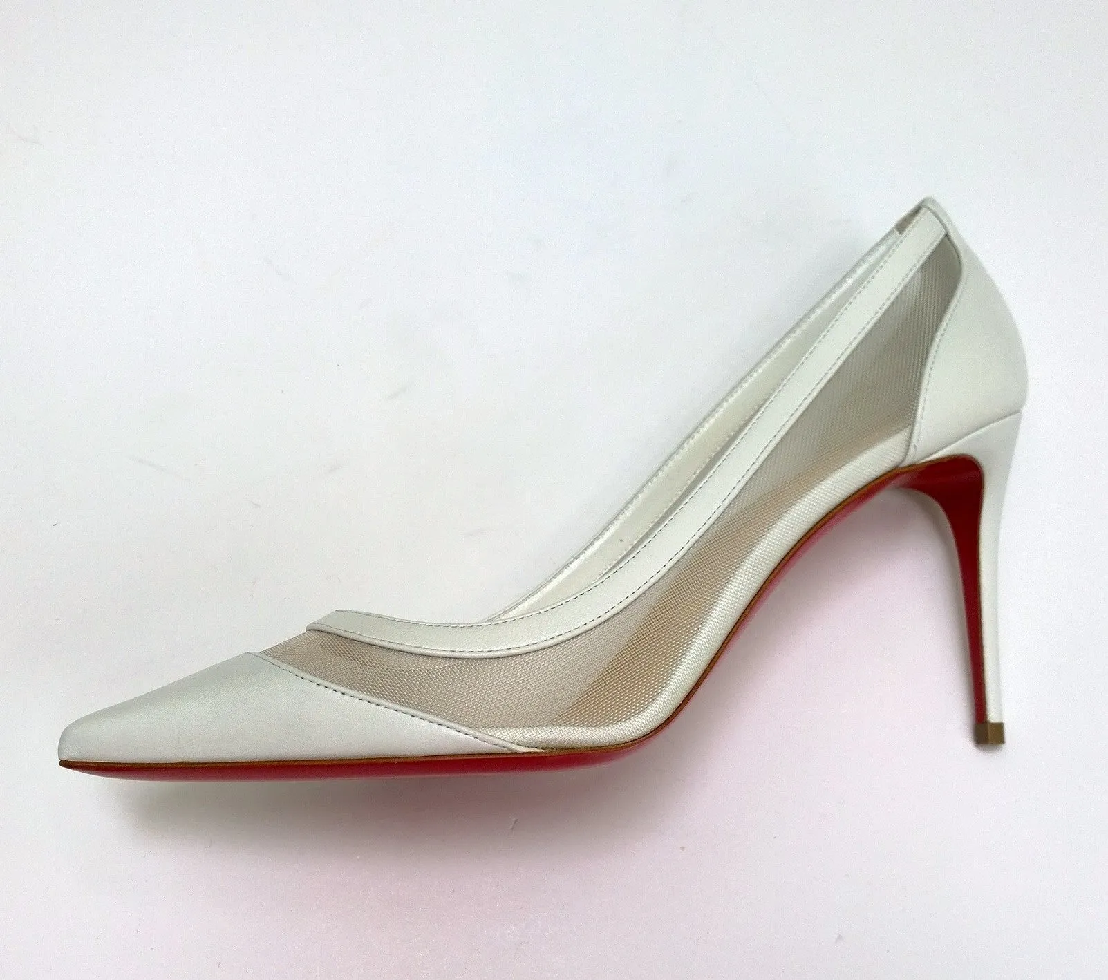 Christian Louboutin Galativi 85 White Leather and Mesh Heels Bridal Wedding Shoes