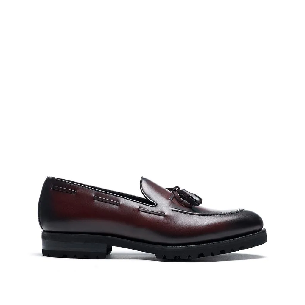 Dark Burgundy Calf Laced Tassel Loafer