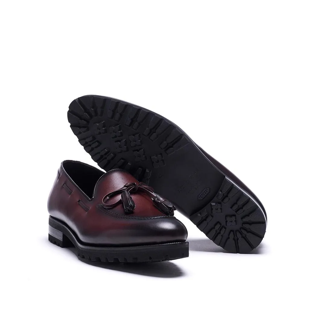 Dark Burgundy Calf Laced Tassel Loafer
