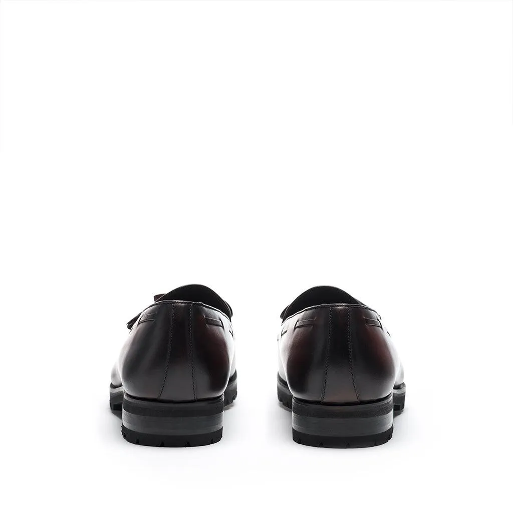 Dark Burgundy Calf Laced Tassel Loafer