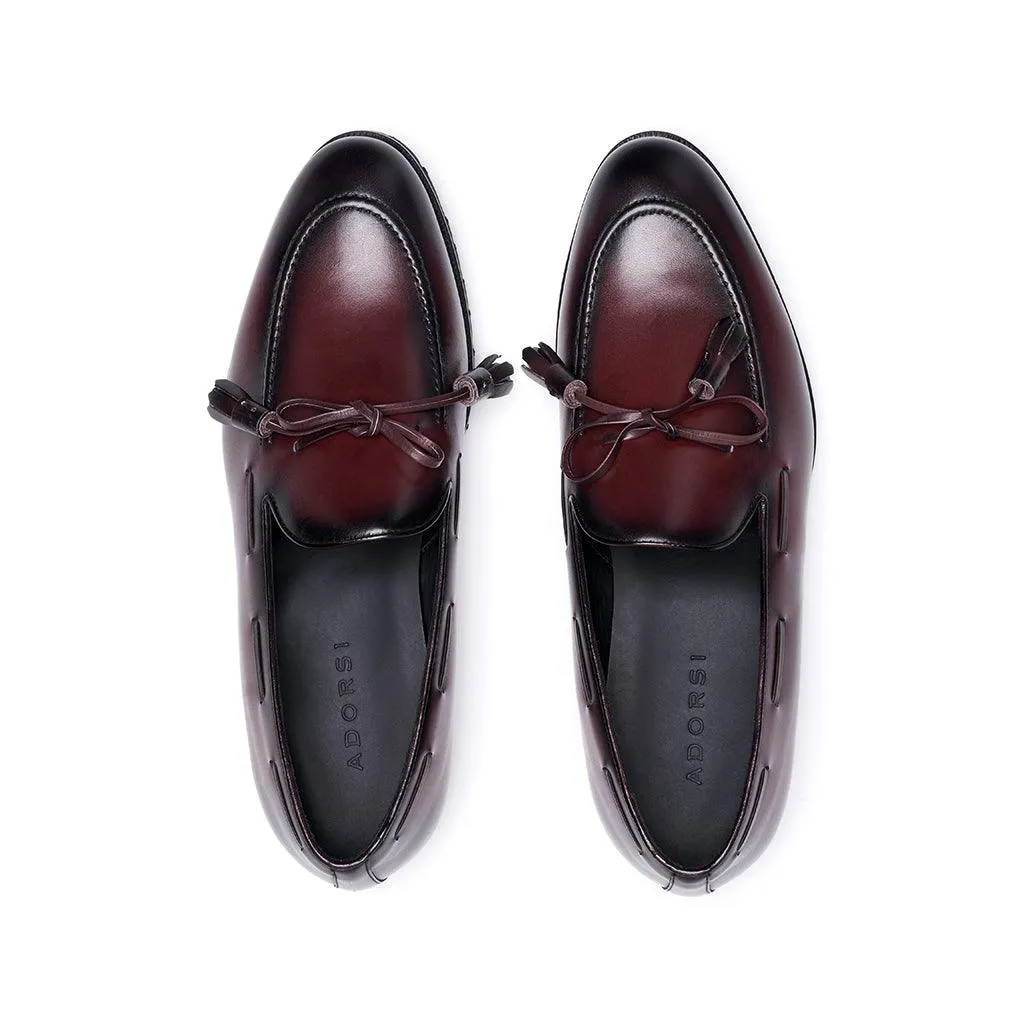 Dark Burgundy Calf Laced Tassel Loafer