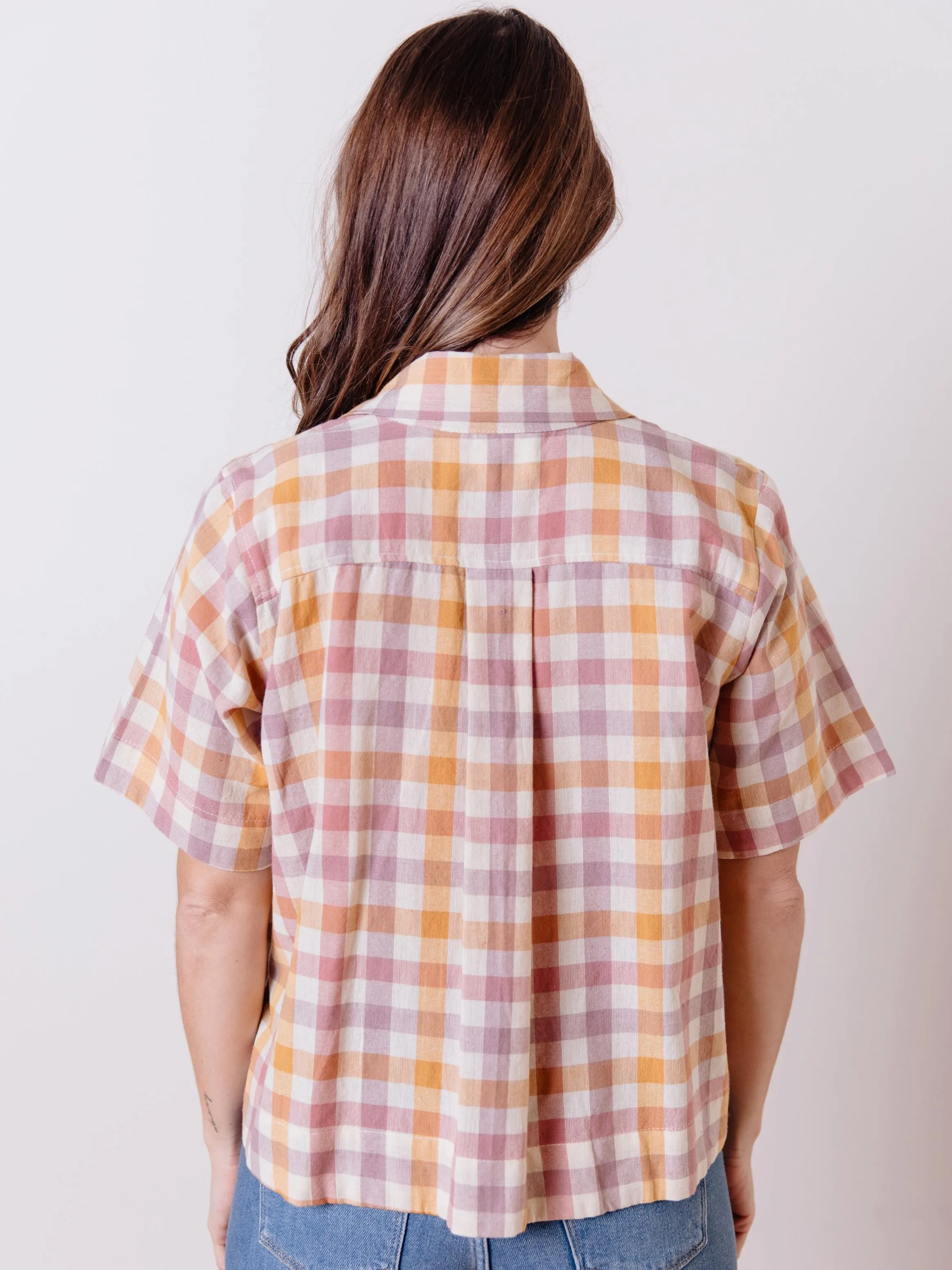 Dina Top - Blush Plaid
