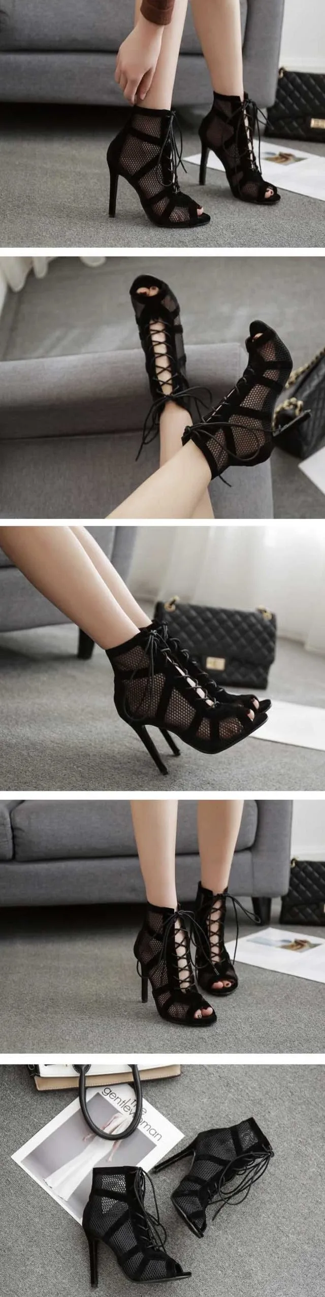 Enchantress Lace Up Peep Toe Heels