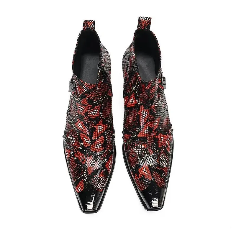 Exotic EleganceLuxe Leather Ankle Boots