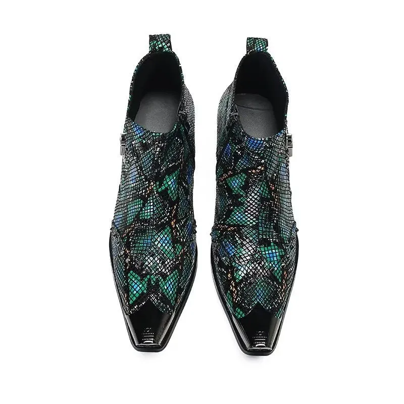 Exotic EleganceLuxe Leather Ankle Boots