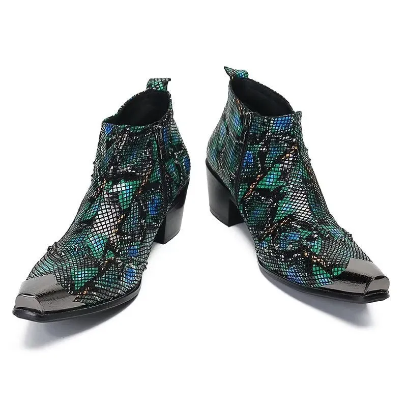 Exotic EleganceLuxe Leather Ankle Boots