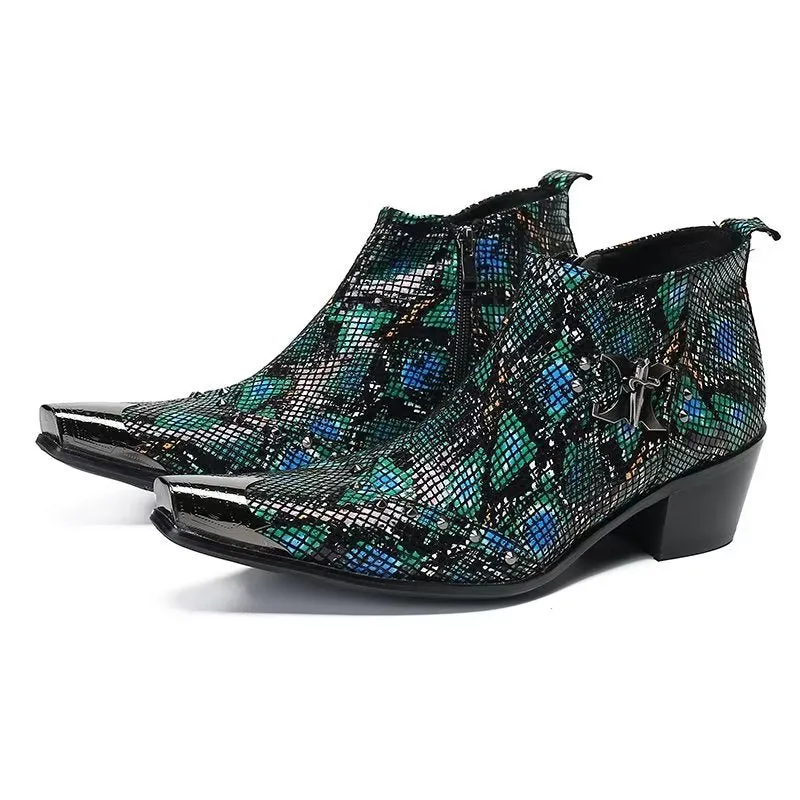 Exotic EleganceLuxe Leather Ankle Boots
