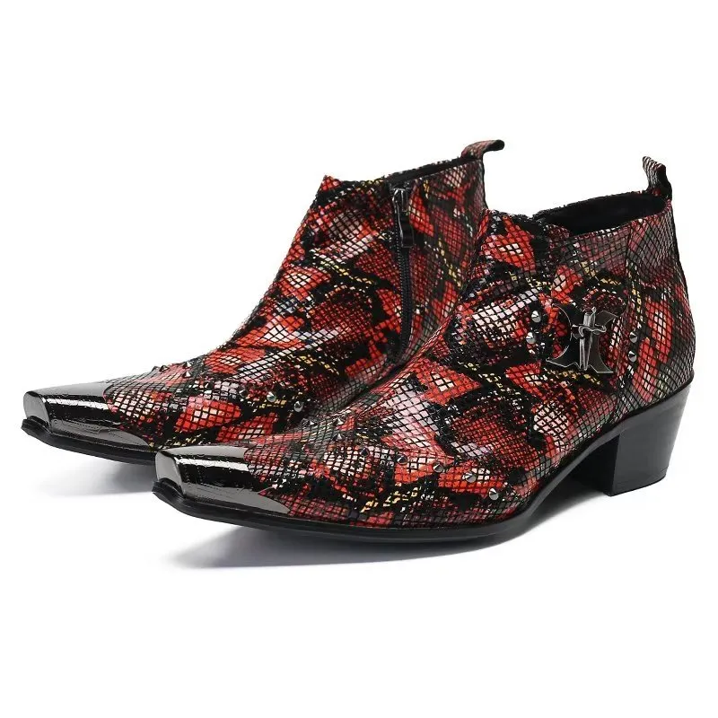 Exotic EleganceLuxe Leather Ankle Boots