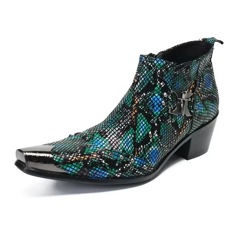 Exotic EleganceLuxe Leather Ankle Boots