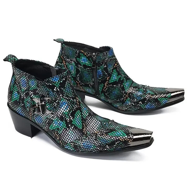 Exotic EleganceLuxe Leather Ankle Boots