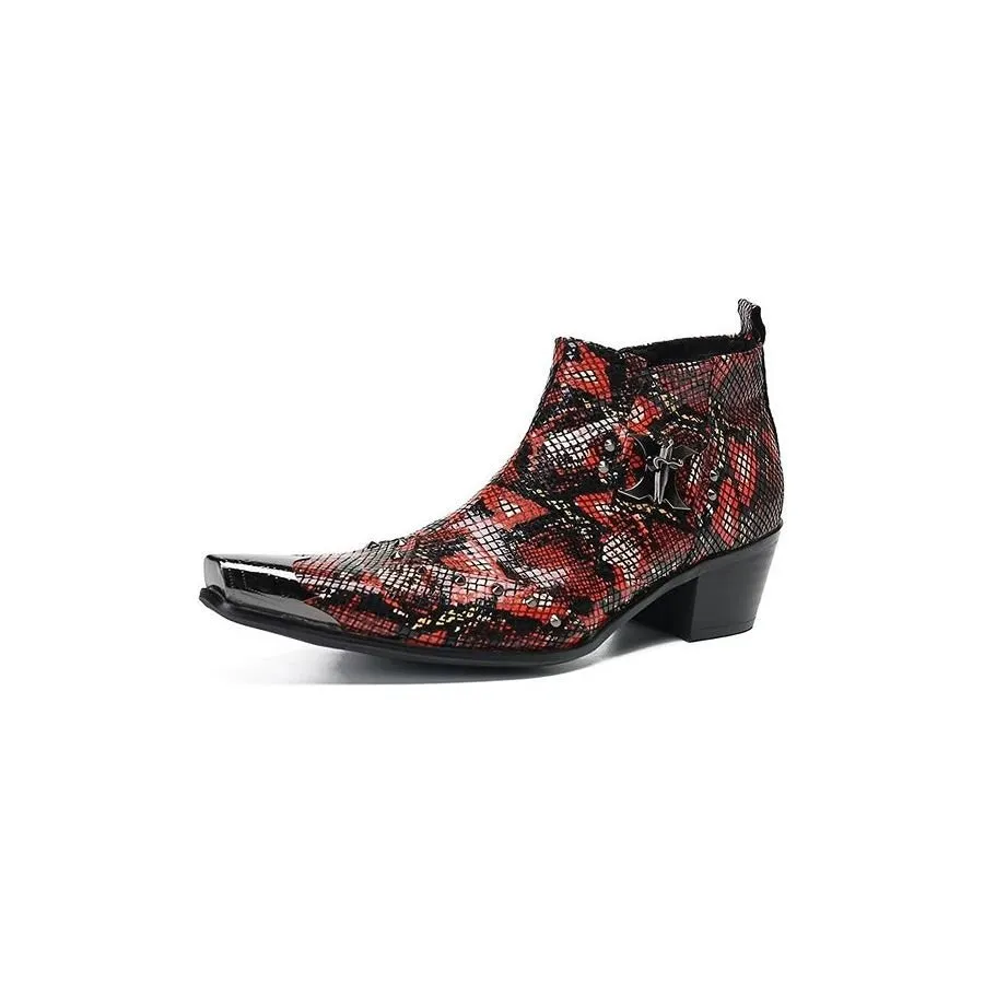 Exotic EleganceLuxe Leather Ankle Boots