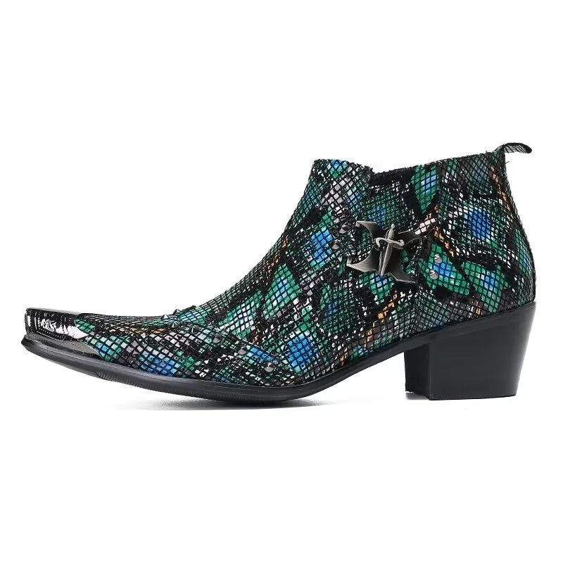 Exotic EleganceLuxe Leather Ankle Boots